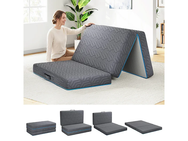 Matratze 100x200cm - 15cm Hochdichter Schaum + Gel-Memory-Schaum - Faltbar und Abnehmbar