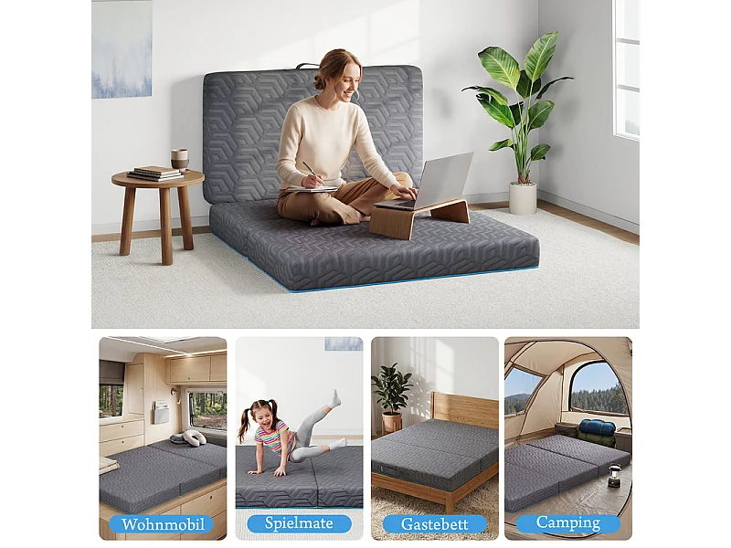Matratze 100x200cm - 15cm Hochdichter Schaum + Gel-Memory-Schaum - Faltbar und Abnehmbar