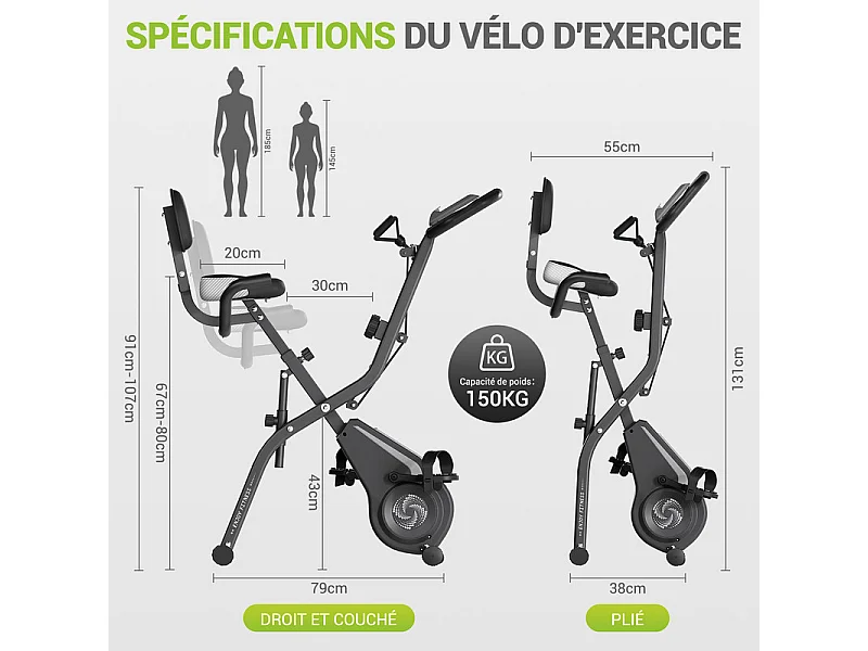 Stille motionscykel - med App, LCD Skærm, Pulsmåling, Modstandsbånd - 10 Modstandsniveauer - Grå