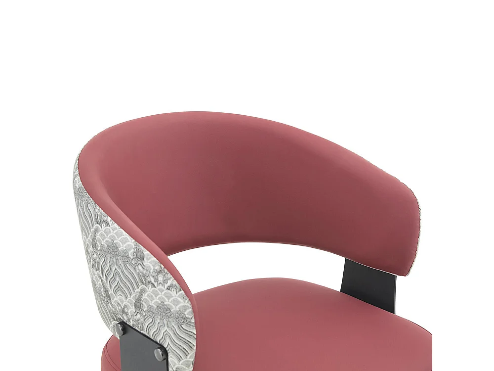 Eetkamerstoelen, set van 2, met afgeronde armleuningen en een rugleuning met print, van kunstleer, voorzien van stevige poten, rood