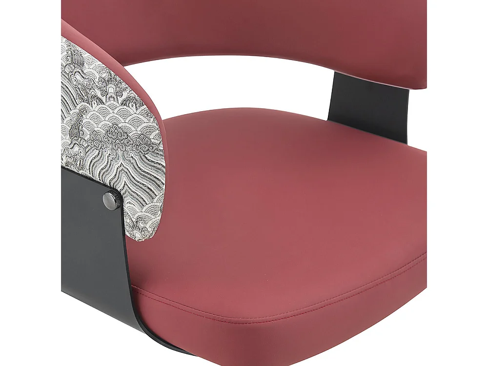 Eetkamerstoelen, set van 2, met afgeronde armleuningen en een rugleuning met print, van kunstleer, voorzien van stevige poten, rood