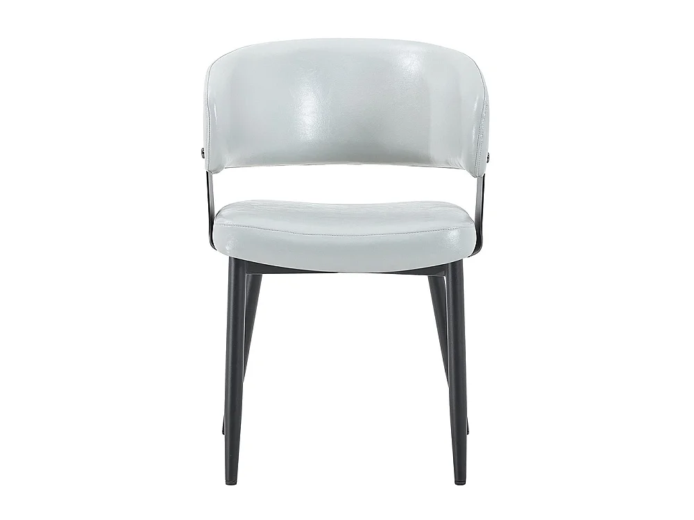 Eetkamerstoelen, set van 2, met afgeronde armleuningen, keukenstoelen van kunstleer, voorzien van stevige poten, grijs