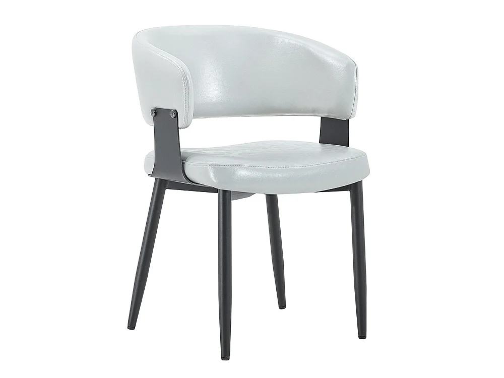 Eetkamerstoelen, set van 2, met afgeronde armleuningen, keukenstoelen van kunstleer, voorzien van stevige poten, grijs