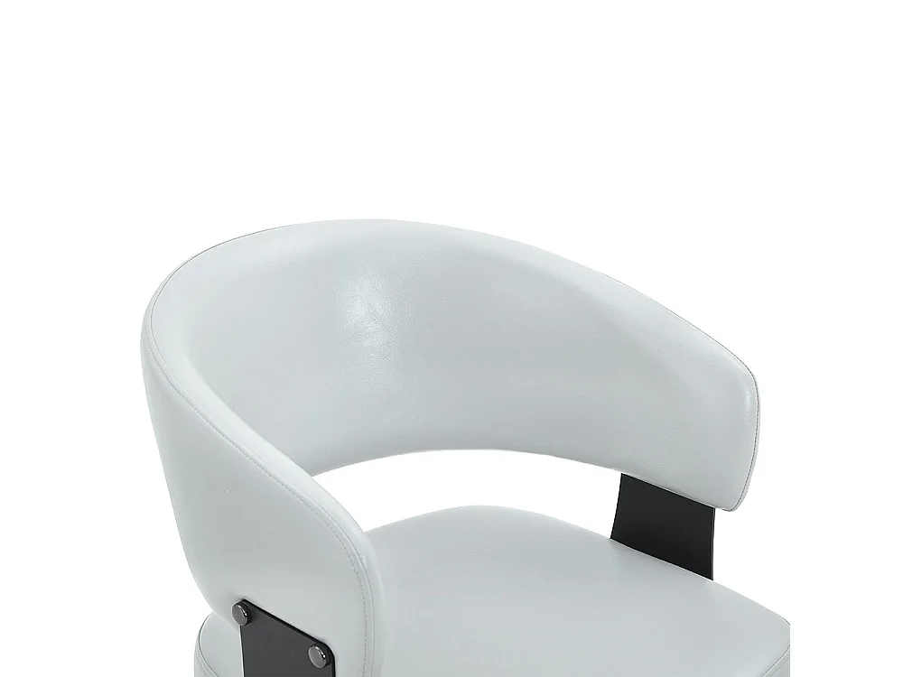 Eetkamerstoelen, set van 2, met afgeronde armleuningen, keukenstoelen van kunstleer, voorzien van stevige poten, grijs