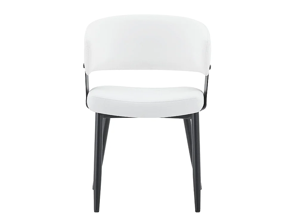 Eetkamerstoelen, set van 2, met afgeronde armleuningen en een rugleuning met print, van kunstleer, voorzien van stevige poten, wit + zwart