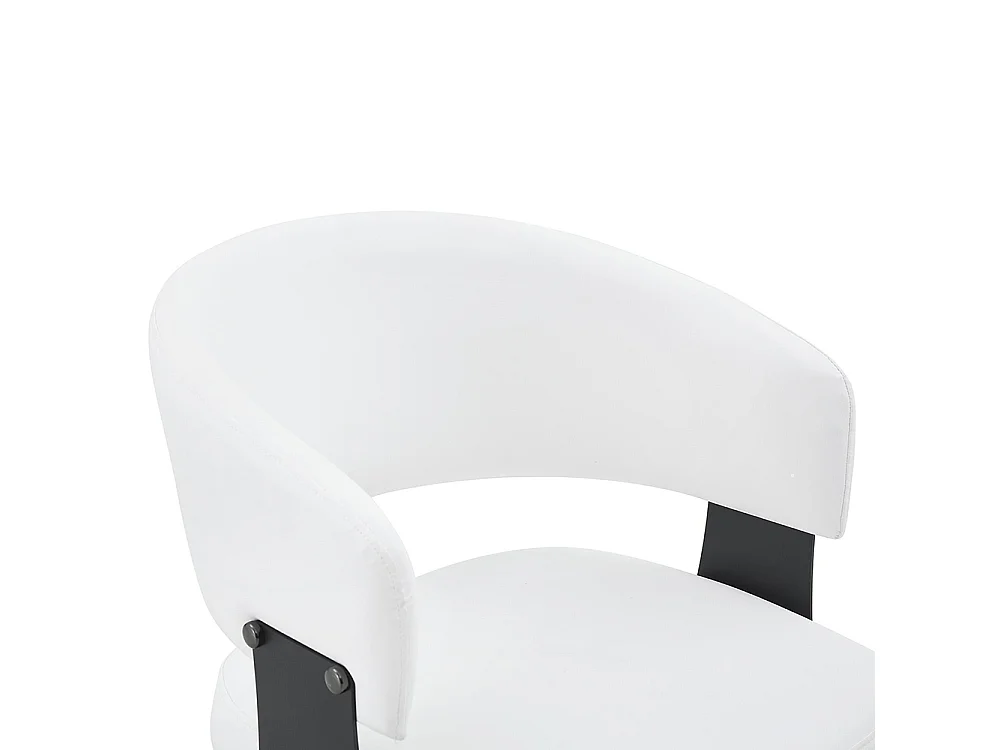 Eetkamerstoelen, set van 2, met afgeronde armleuningen en een rugleuning met print, van kunstleer, voorzien van stevige poten, wit + zwart