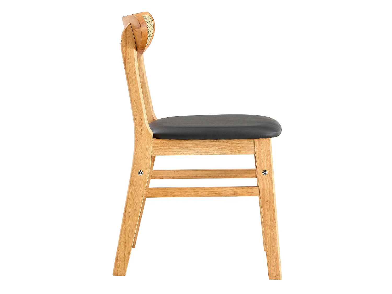 Lote de 2 sillas de comedor con respaldo de ratán y madera maciza, piezas únicas, ergonómicas, con asiento tapizado, negro