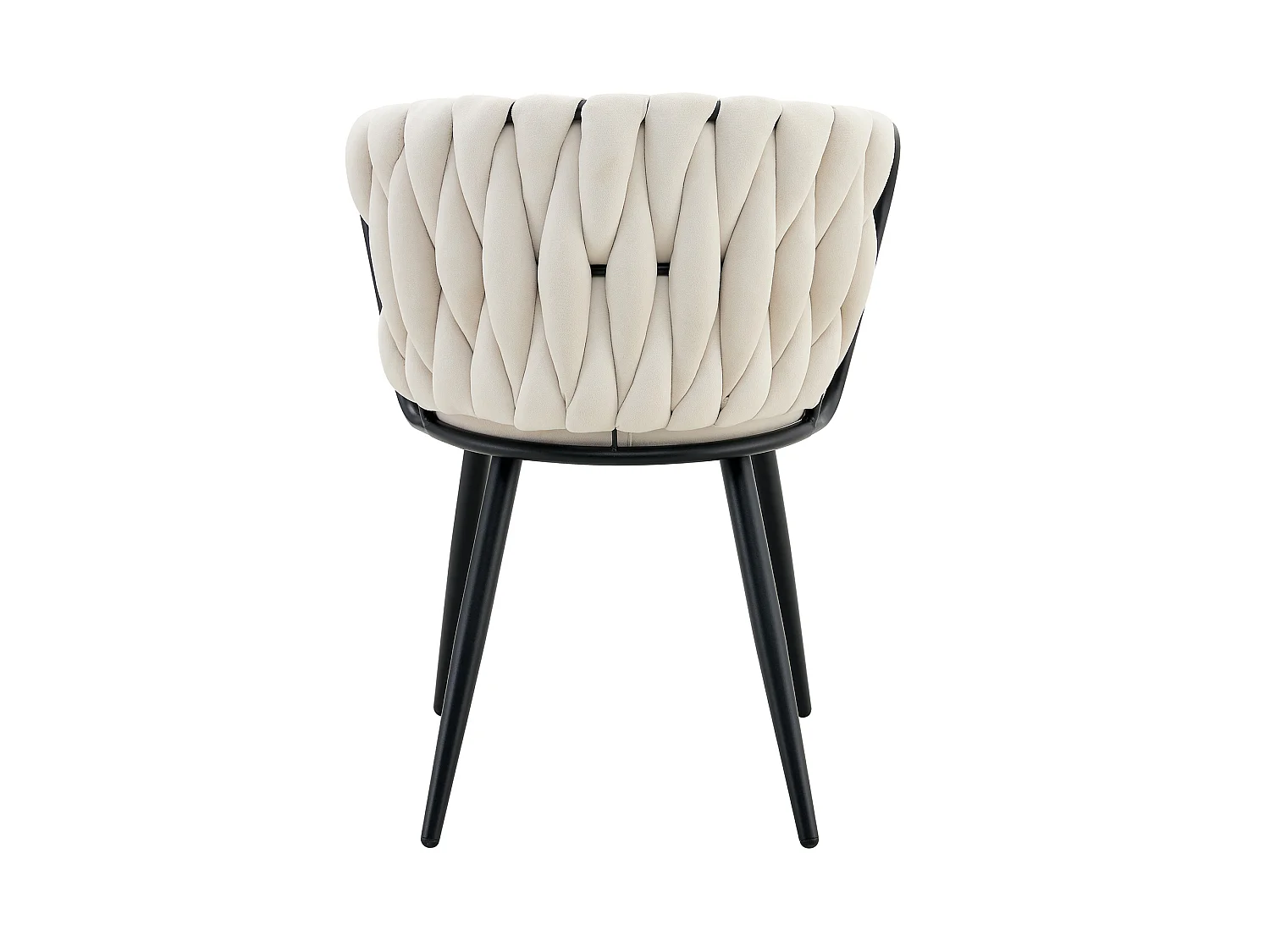 Cadeiras de jantar, conjunto de duas, com encosto trançado e pés em metal dourado, ergonómicas, em veludo, bege e preto