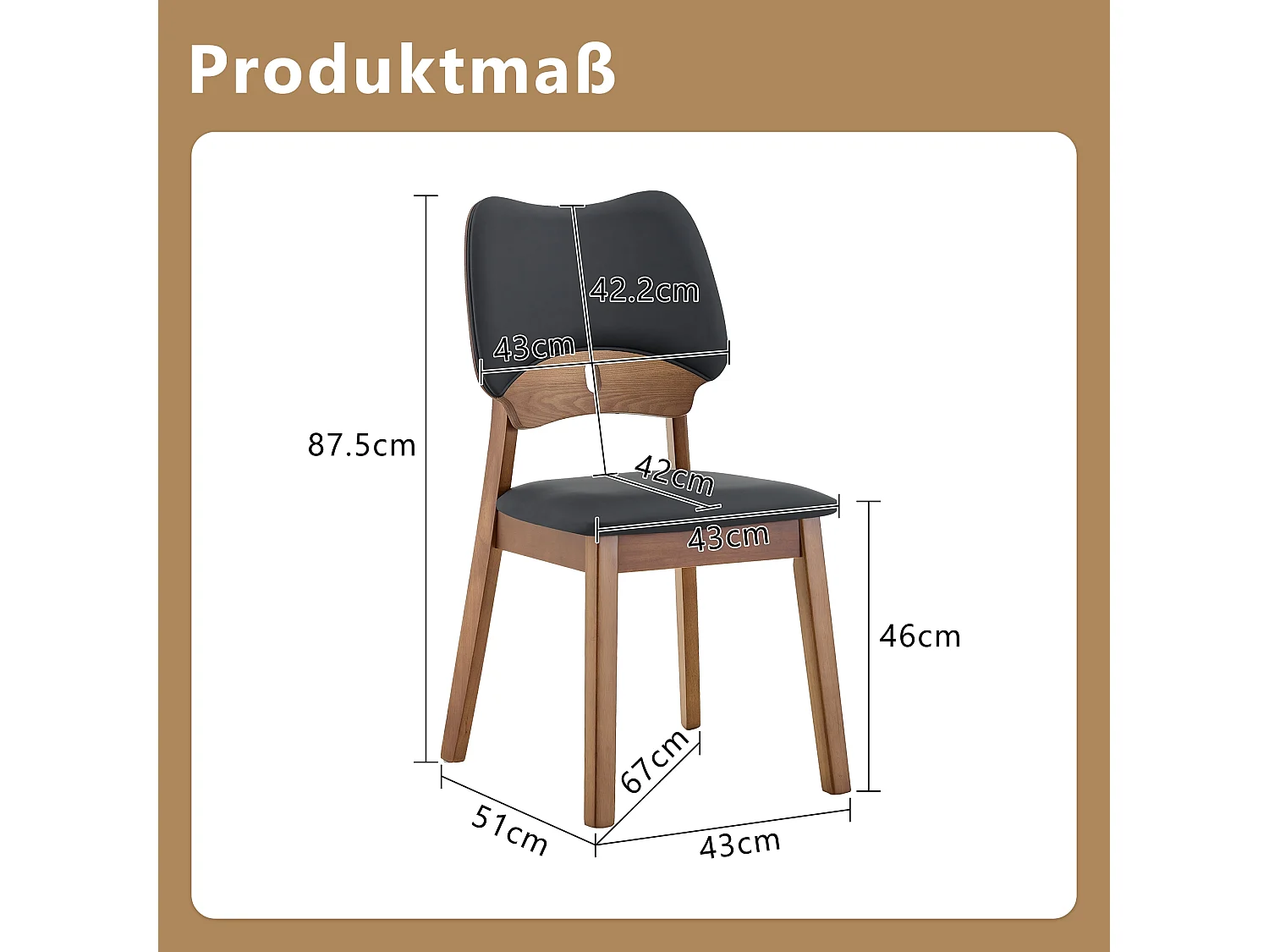 Lote de 2 sillas de comedor, respaldo en forma de mariposa, sillas de madera, asiento acolchado, negro