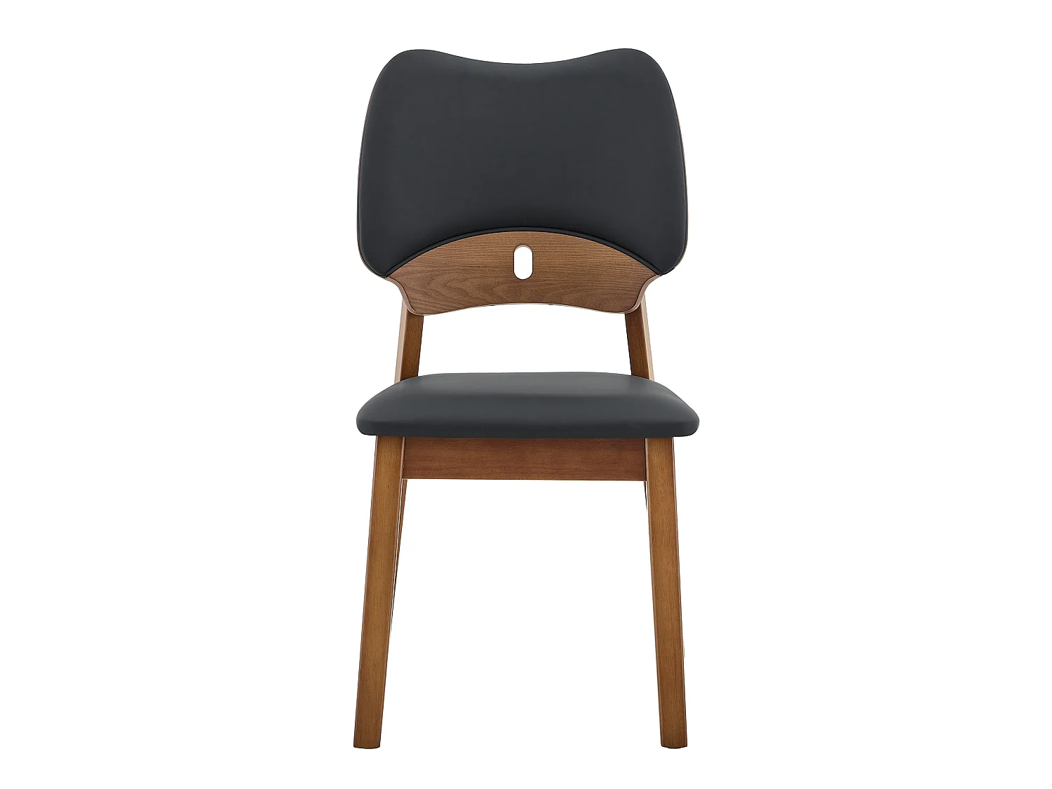 Lote de 2 sillas de comedor, respaldo en forma de mariposa, sillas de madera, asiento acolchado, negro