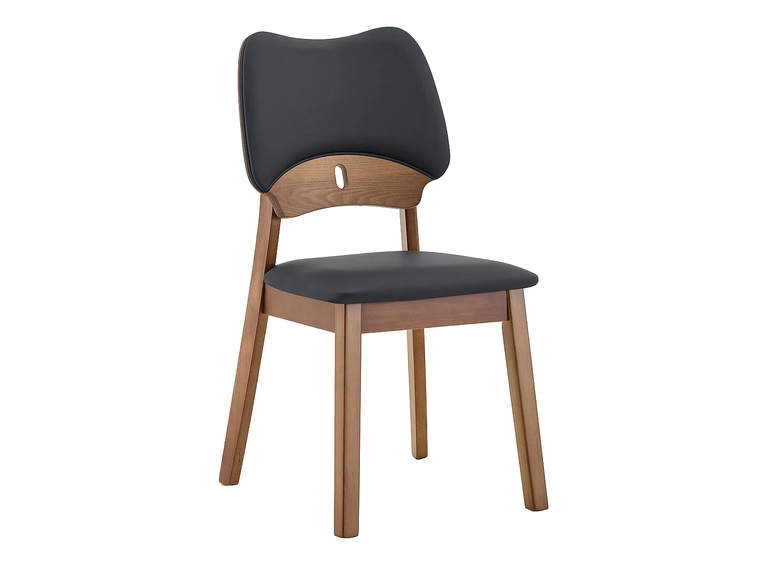 Lote de 2 sillas de comedor, respaldo en forma de mariposa, sillas de madera, asiento acolchado, negro
