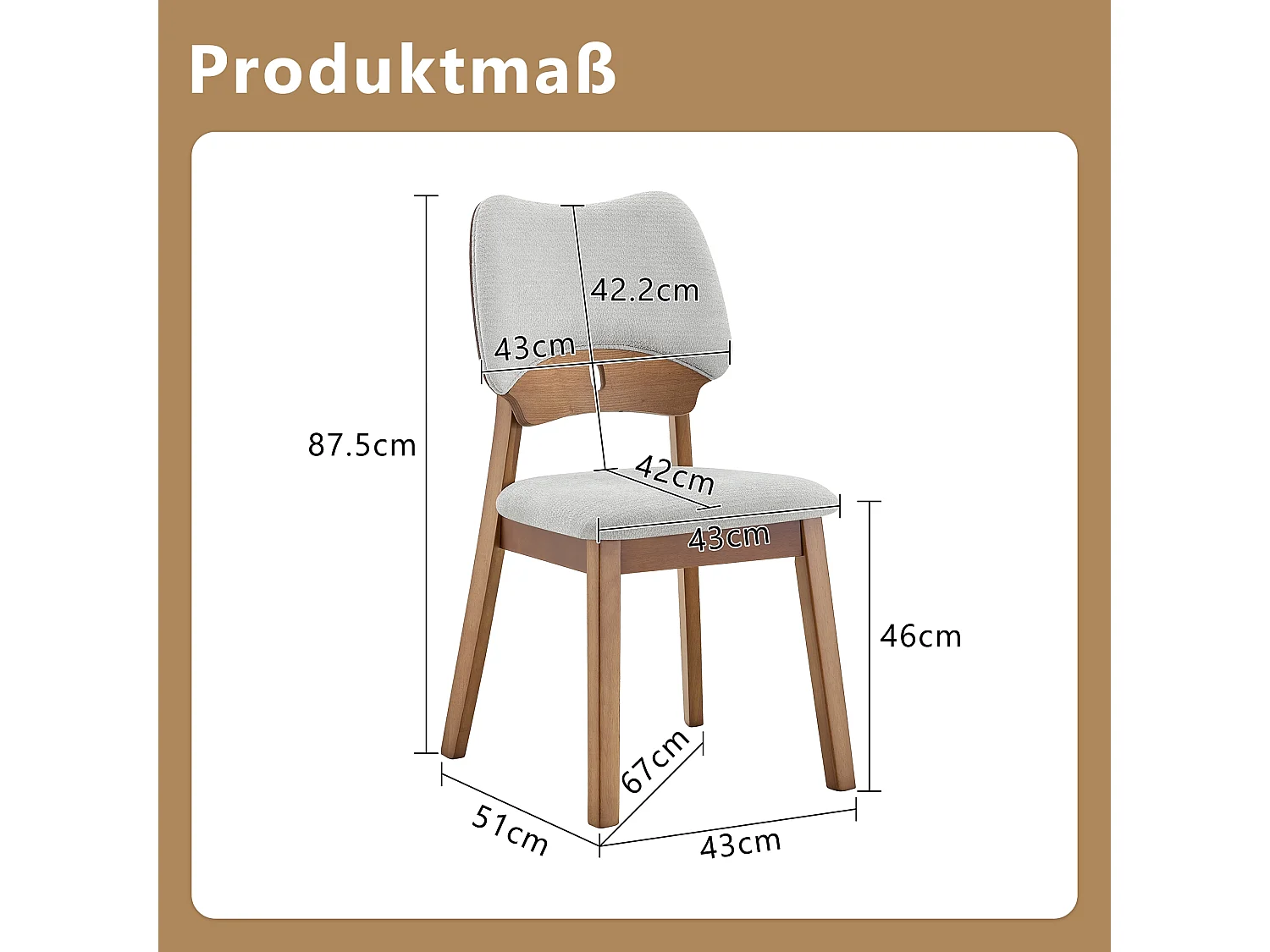 Lote de 2 sillas de comedor, respaldo en forma de mariposa, sillas de madera, asiento acolchado, gris
