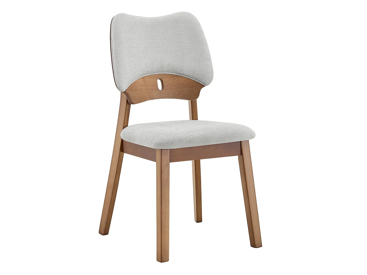 Lote de 2 sillas de comedor, respaldo en forma de mariposa, sillas de madera, asiento acolchado, gris
