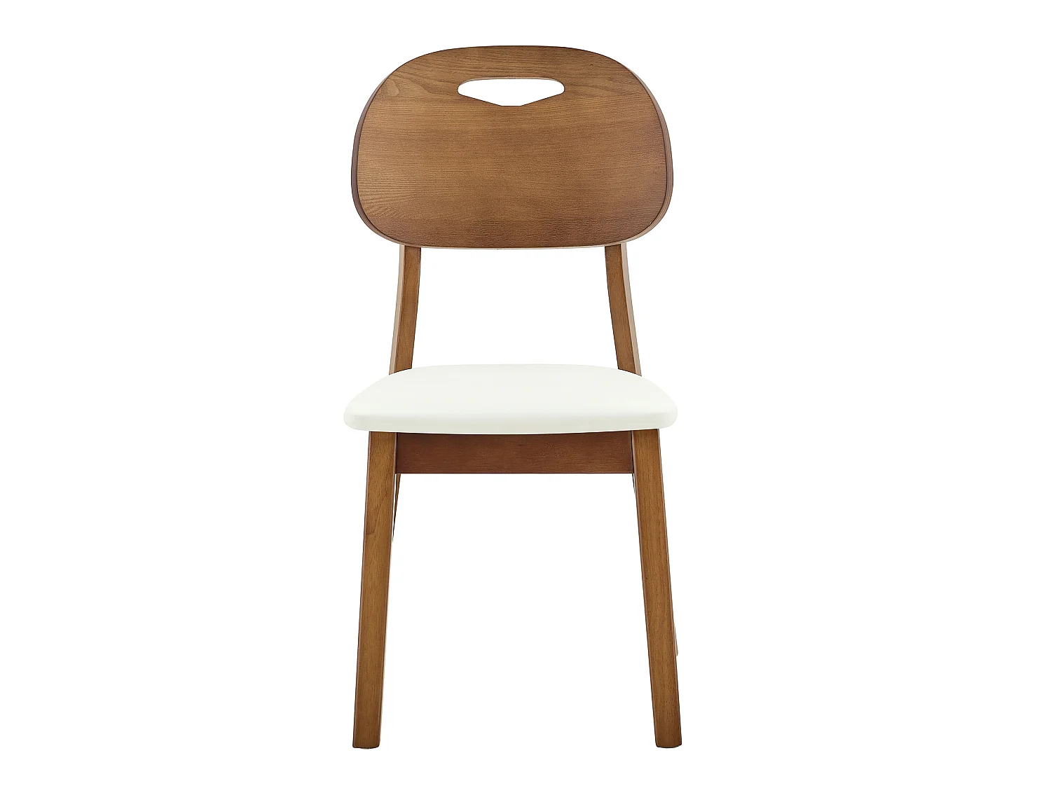 Juego de 2 sillas de comedor, respaldo ovalado, sillas de madera con asas, sillas de cocina tapizadas, blanco