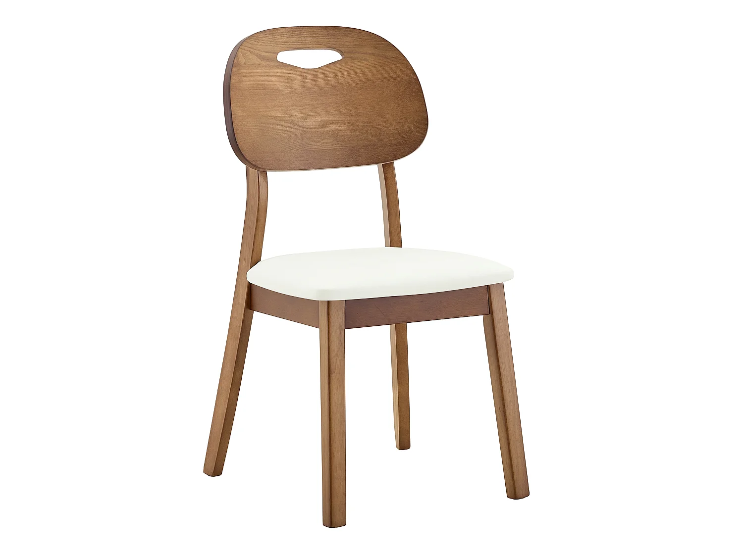 Juego de 2 sillas de comedor, respaldo ovalado, sillas de madera con asas, sillas de cocina tapizadas, blanco