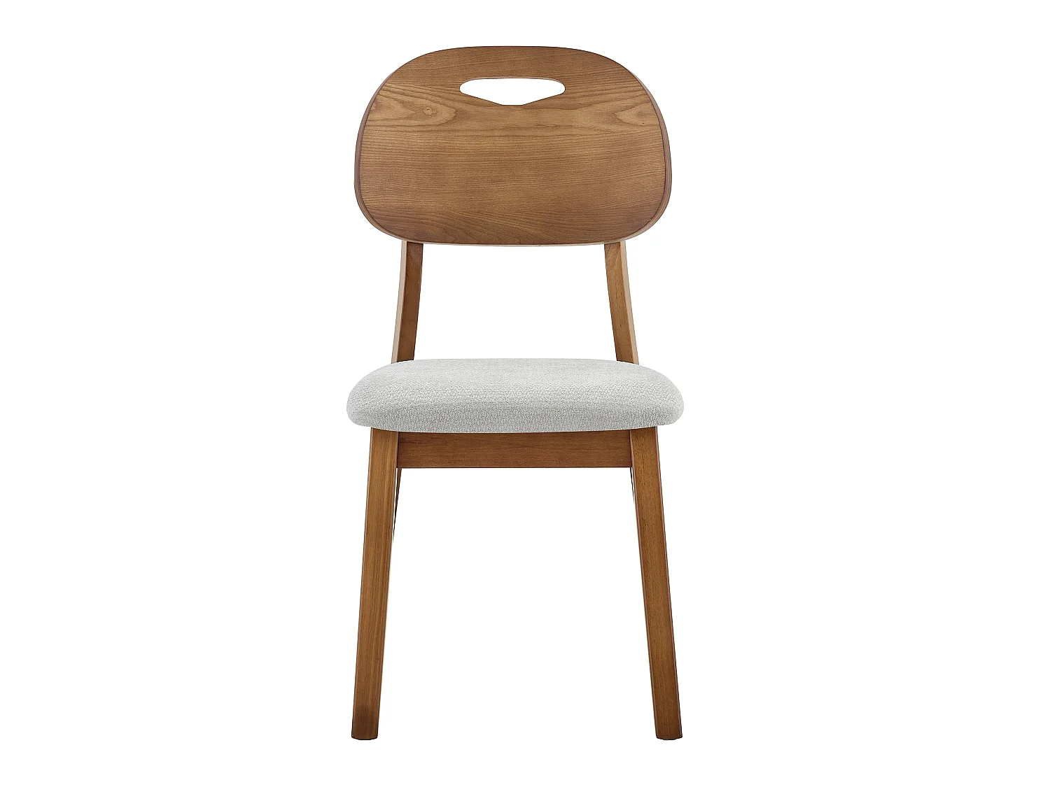 Juego de 2 sillas de comedor, respaldo ovalado, sillas de madera con asas, sillas de cocina tapizadas, gris