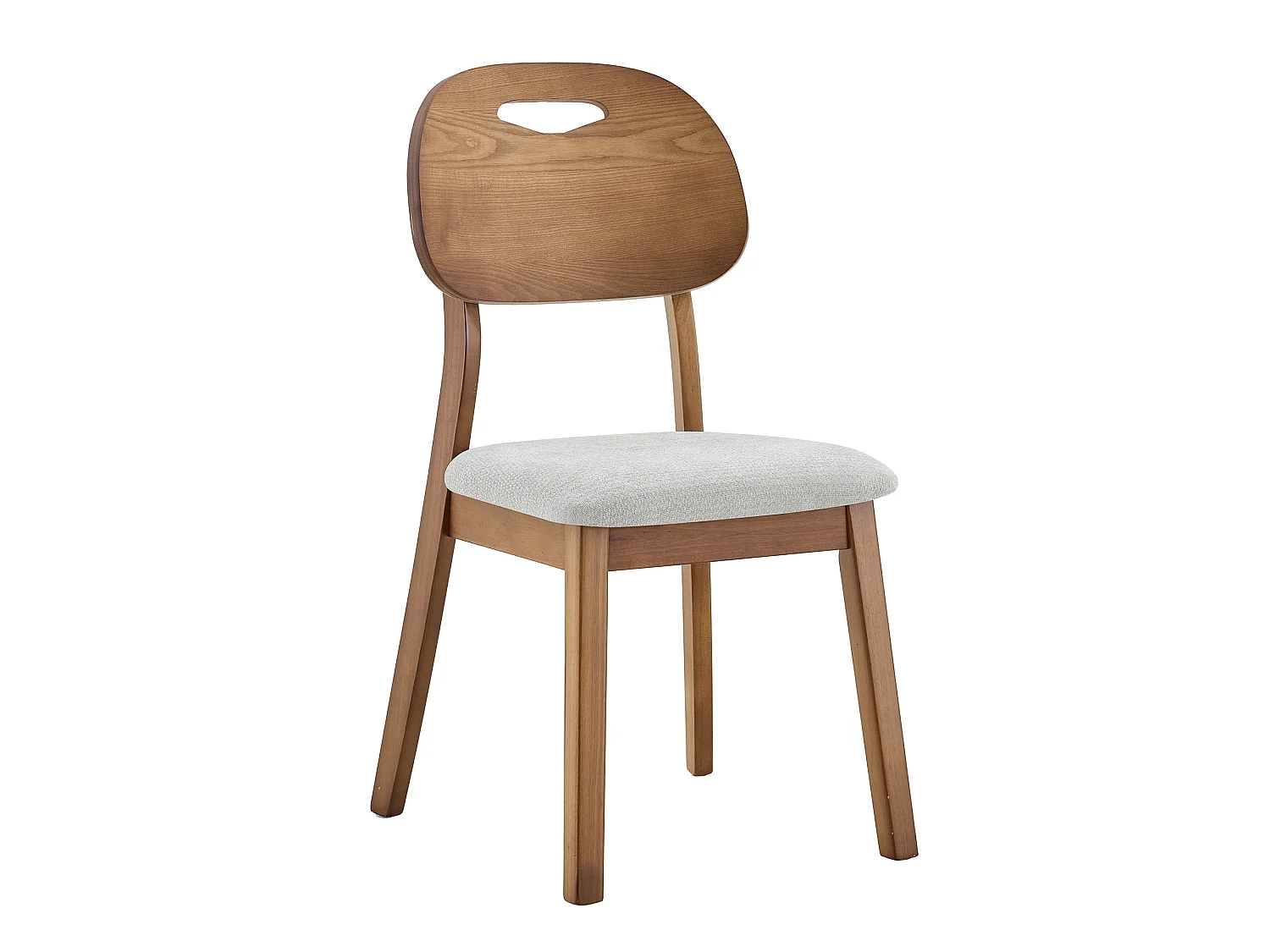 Juego de 2 sillas de comedor, respaldo ovalado, sillas de madera con asas, sillas de cocina tapizadas, gris