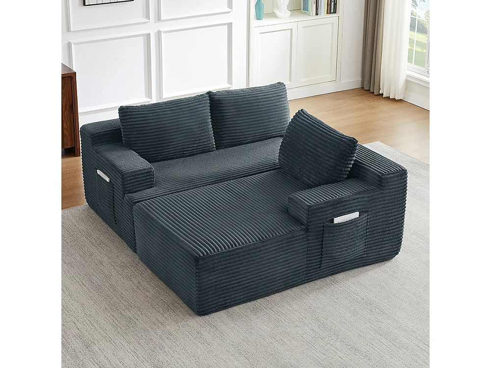 Canapé d'angle 4 places en tissu gris foncé