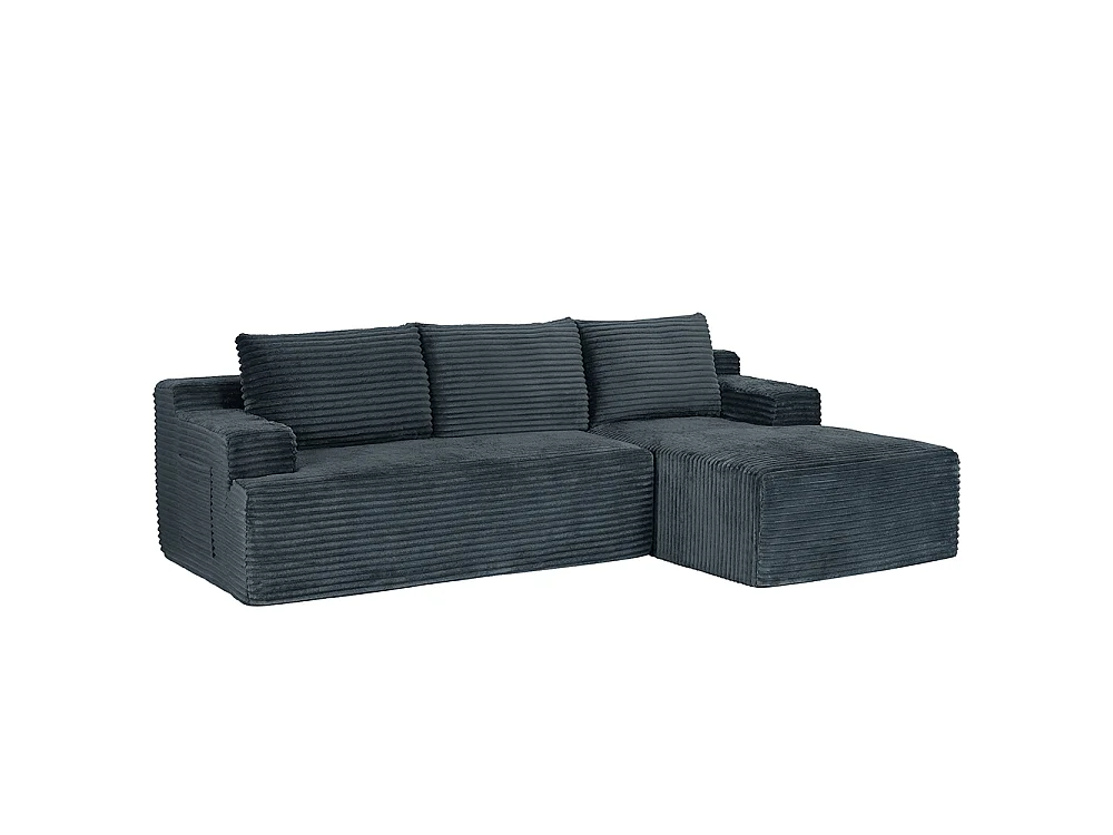 Canapé d'angle 4 places en tissu gris foncé