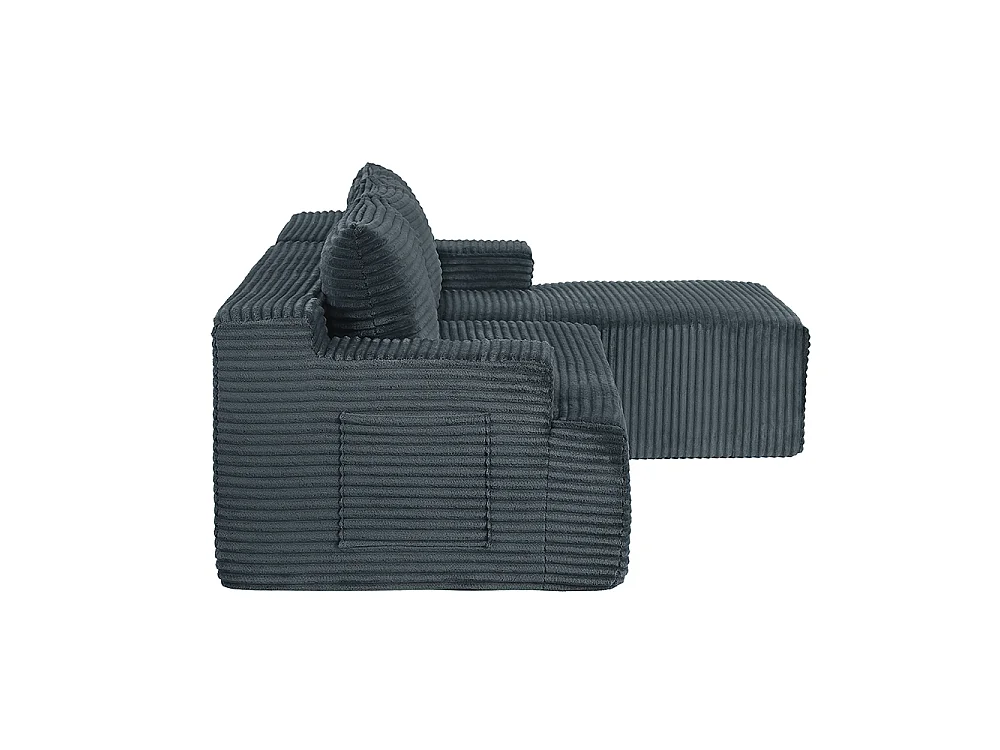 Canapé d'angle 4 places en tissu gris foncé
