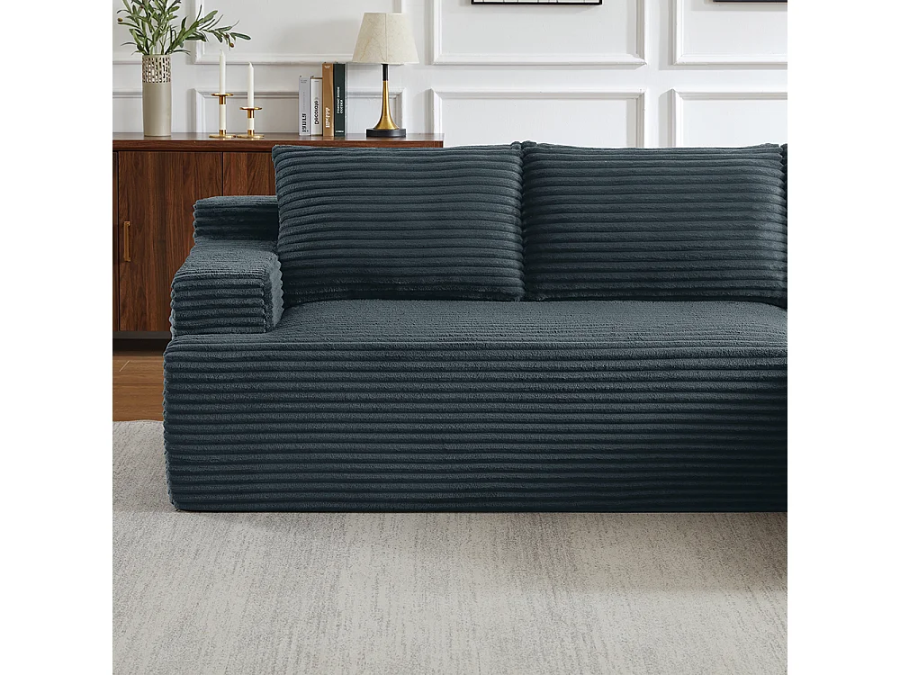 Canapé d'angle 4 places en tissu gris foncé