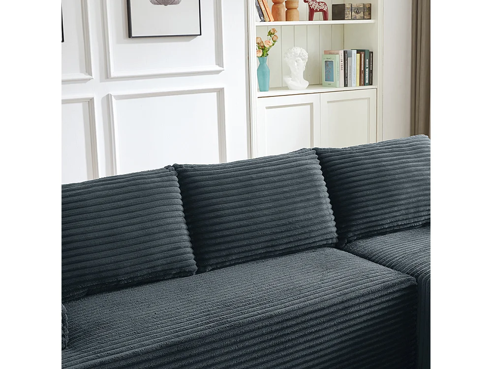 Canapé d'angle 4 places en tissu gris foncé