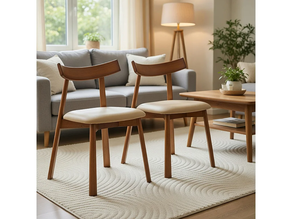Lot de 2 chaises de salle à manger, structure en bois, avec dossier ergonomique, chaises seules (table non comprise),  marron