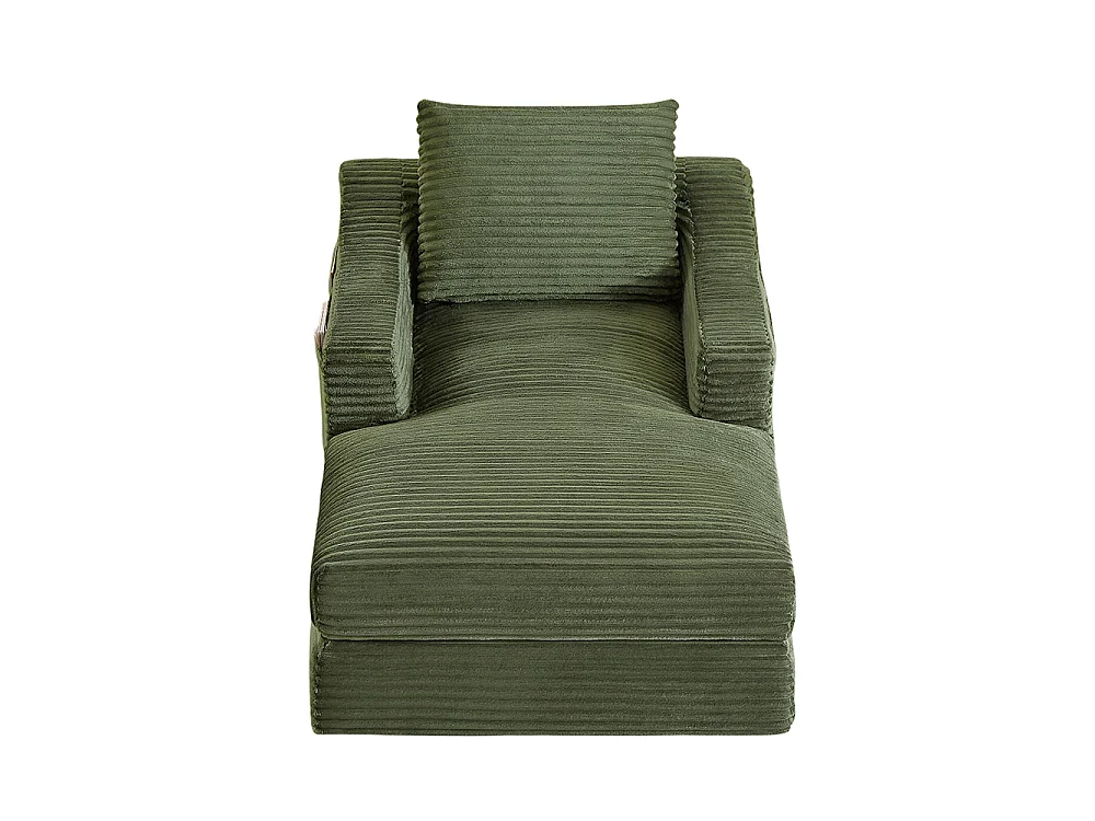Divano relax, spaziosa poltrona letto singola, in velluto a coste, design a due livelli, trasformabile in letto, verde
