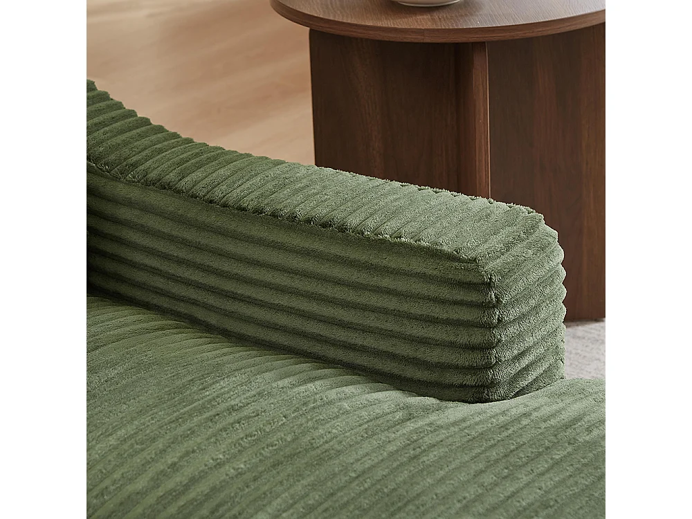 Divano relax, spaziosa poltrona letto singola, in velluto a coste, design a due livelli, trasformabile in letto, verde