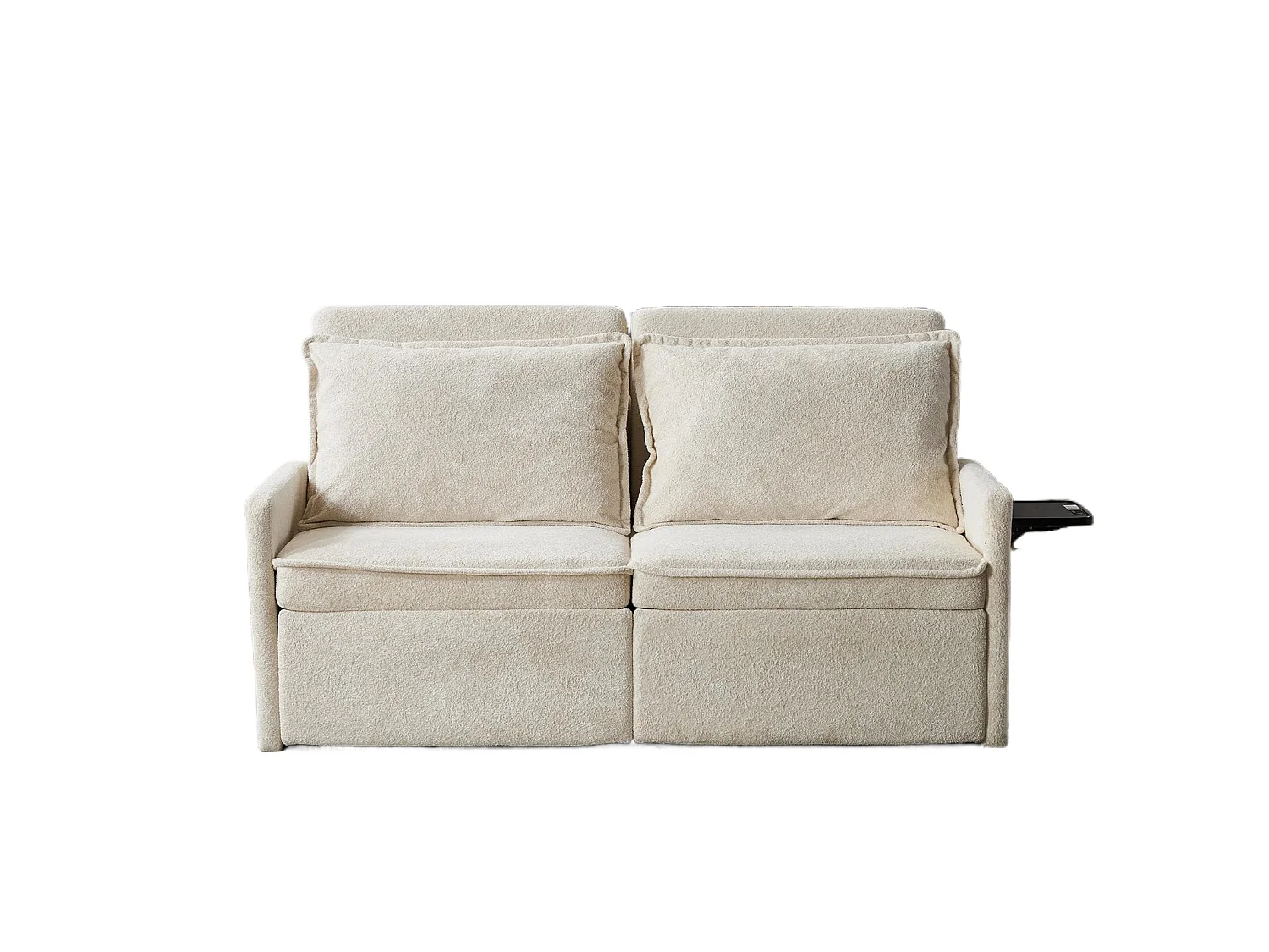 Canapé 2 places avec rangement en tissu chenille beige