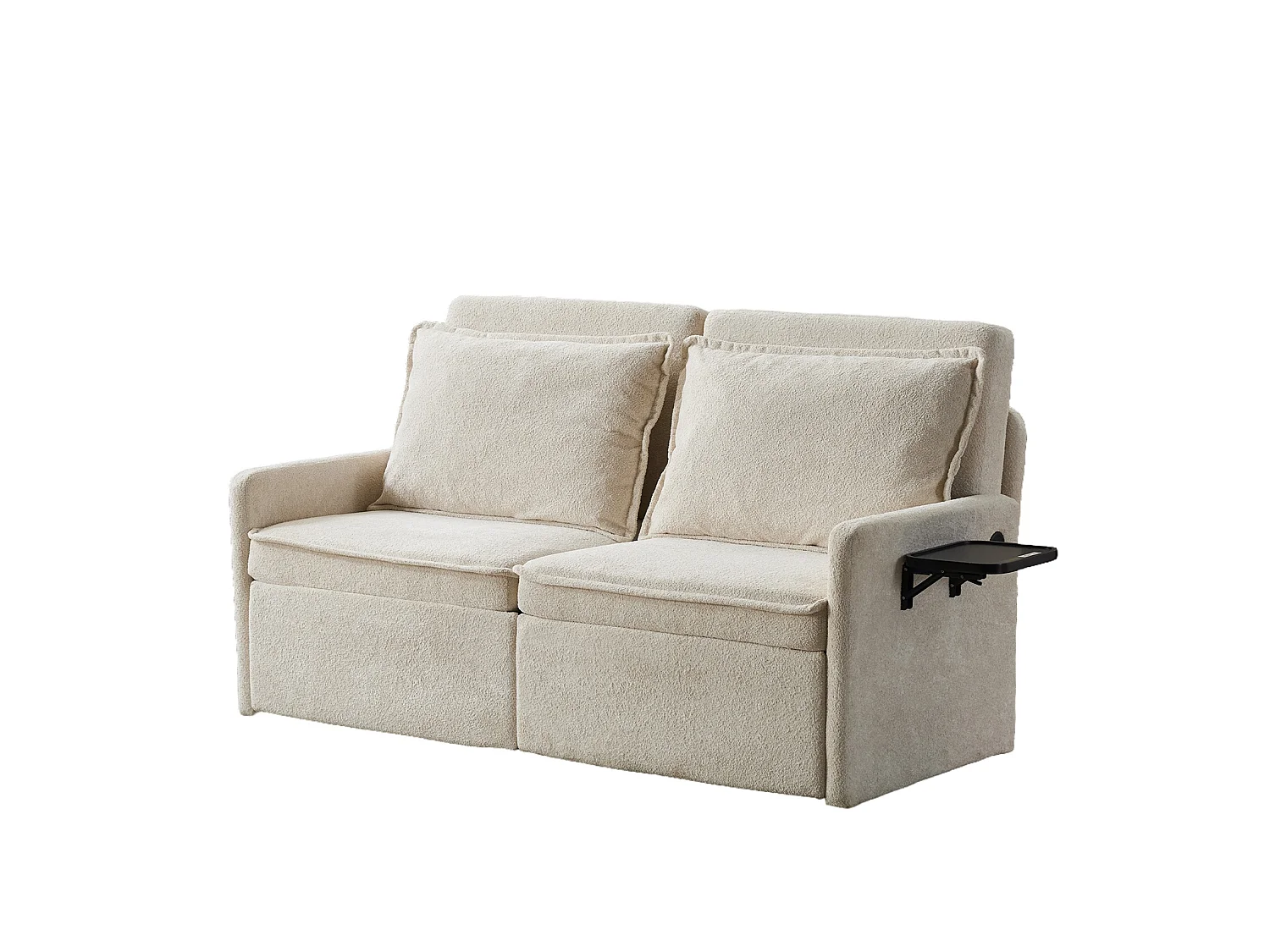 Canapé 2 places avec rangement en tissu chenille beige