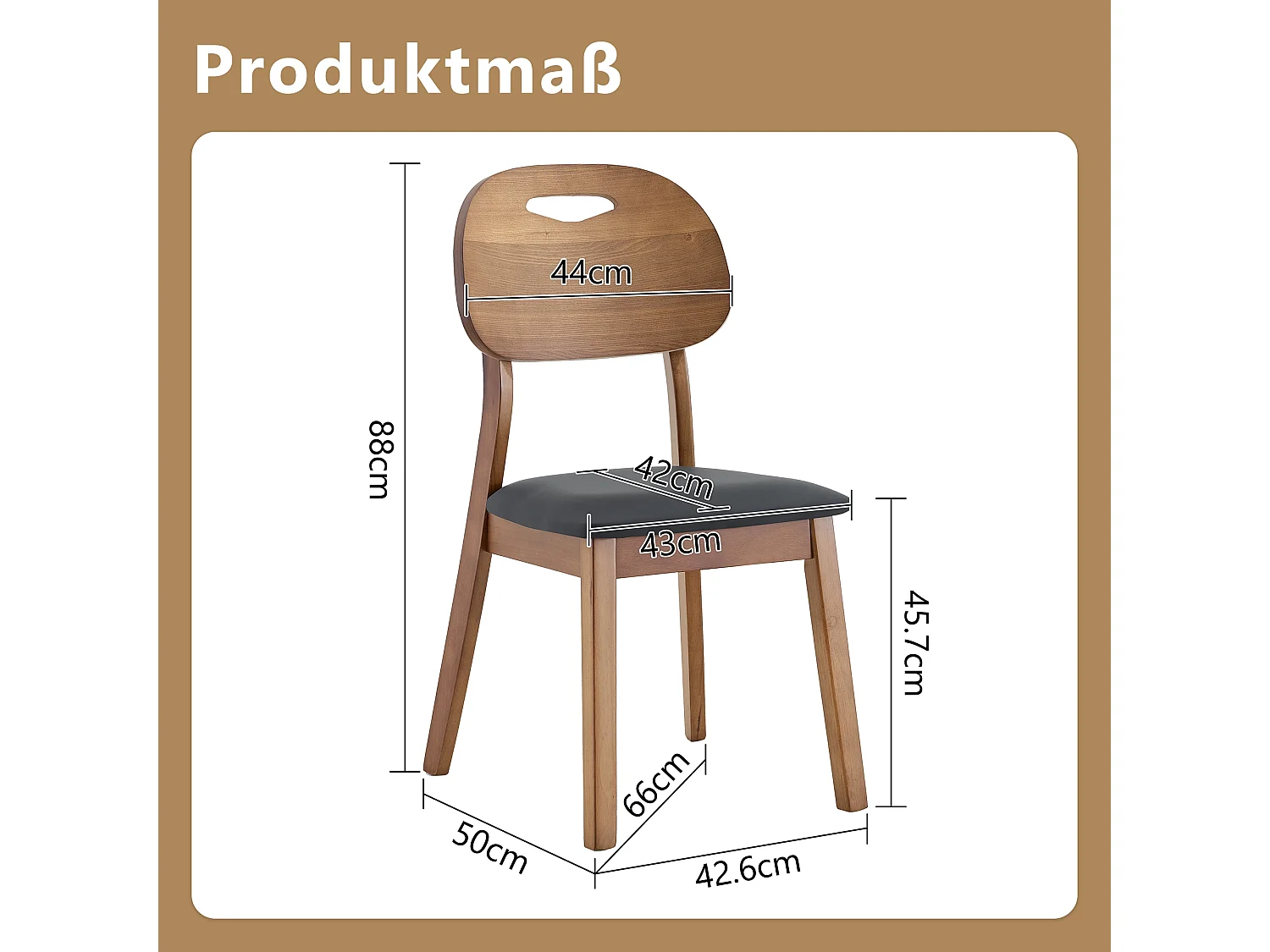 Lote de 2 sillas de comedor, respaldo ovalado, sillas de madera con asas, sillas de cocina acolchadas, negro