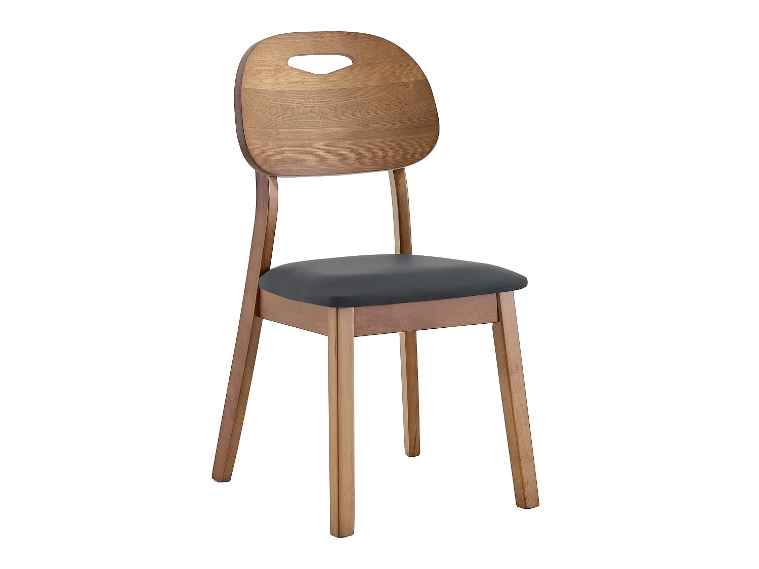 Lote de 2 sillas de comedor, respaldo ovalado, sillas de madera con asas, sillas de cocina acolchadas, negro