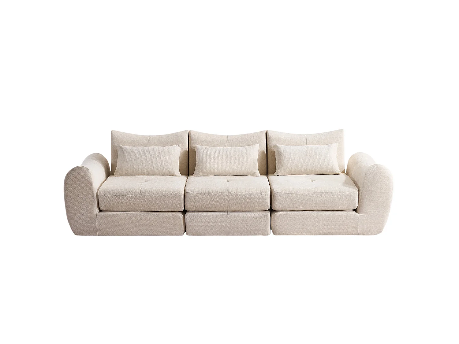 Canapé 3 places en tissu chenille beige