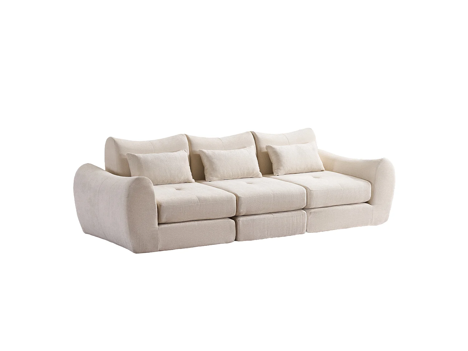 Canapé 3 places en tissu chenille beige