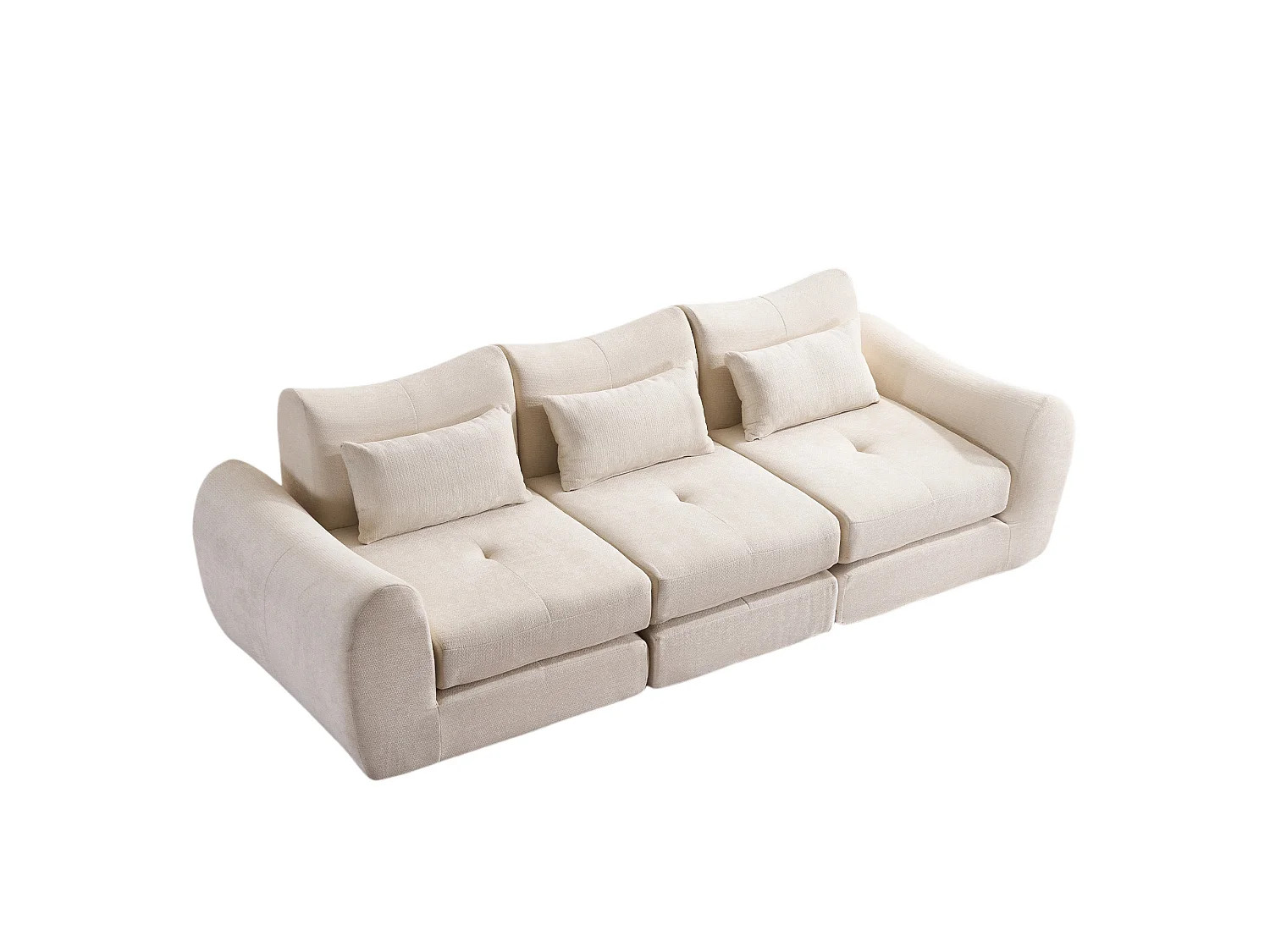 Canapé 3 places en tissu chenille beige