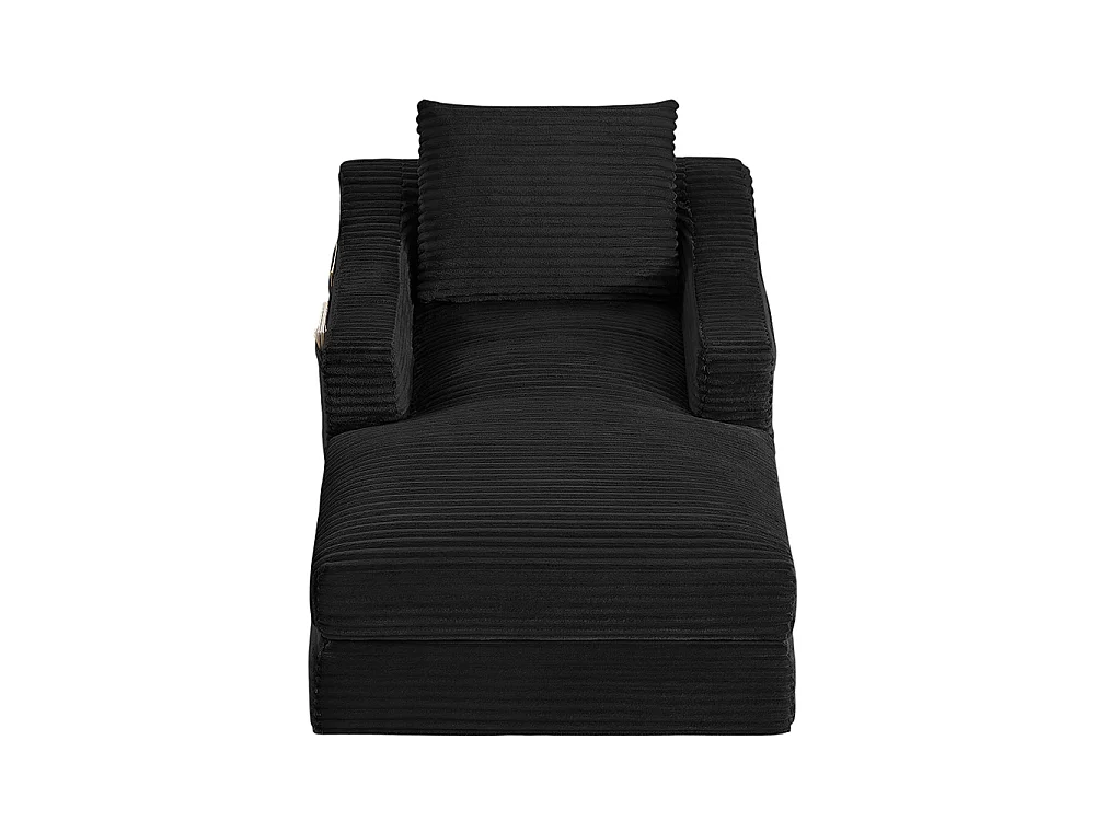Divano relax, spaziosa poltrona letto singola, in velluto a coste, design a due livelli, trasformabile in letto, nero