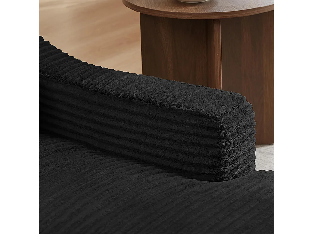Divano relax, spaziosa poltrona letto singola, in velluto a coste, design a due livelli, trasformabile in letto, nero