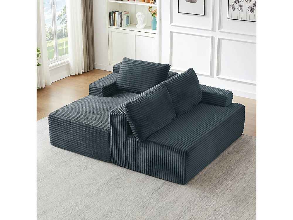 Canapé d'angle 4 places en tissu gris foncé