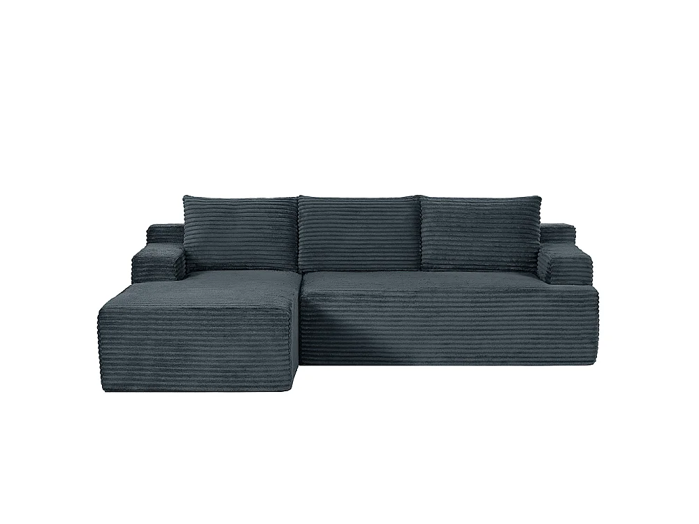 Canapé d'angle 4 places en tissu gris foncé