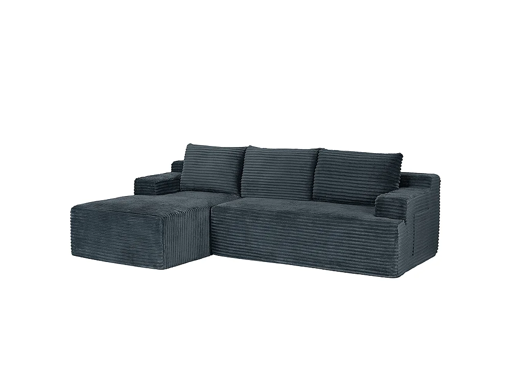 Canapé d'angle 4 places en tissu gris foncé
