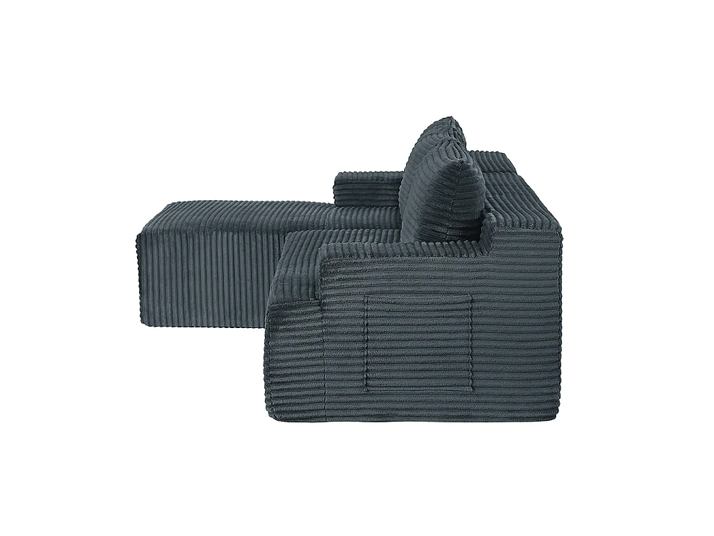 Canapé d'angle 4 places en tissu gris foncé