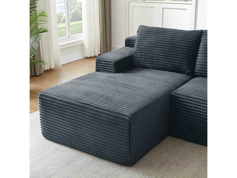 Canapé d'angle 4 places en tissu gris foncé