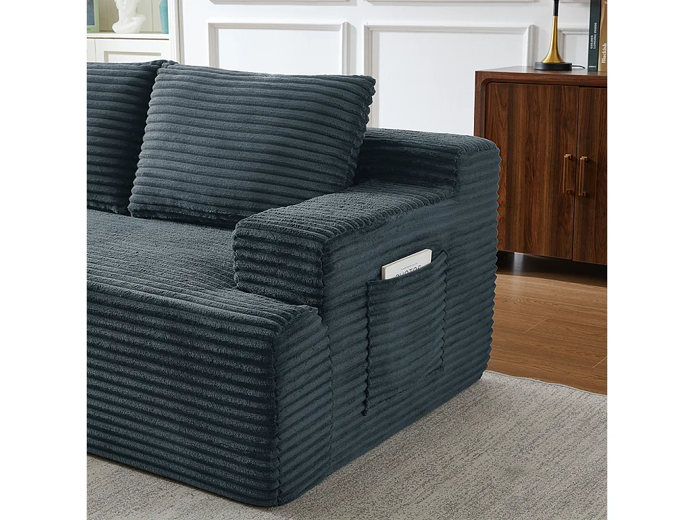 Canapé d'angle 4 places en tissu gris foncé