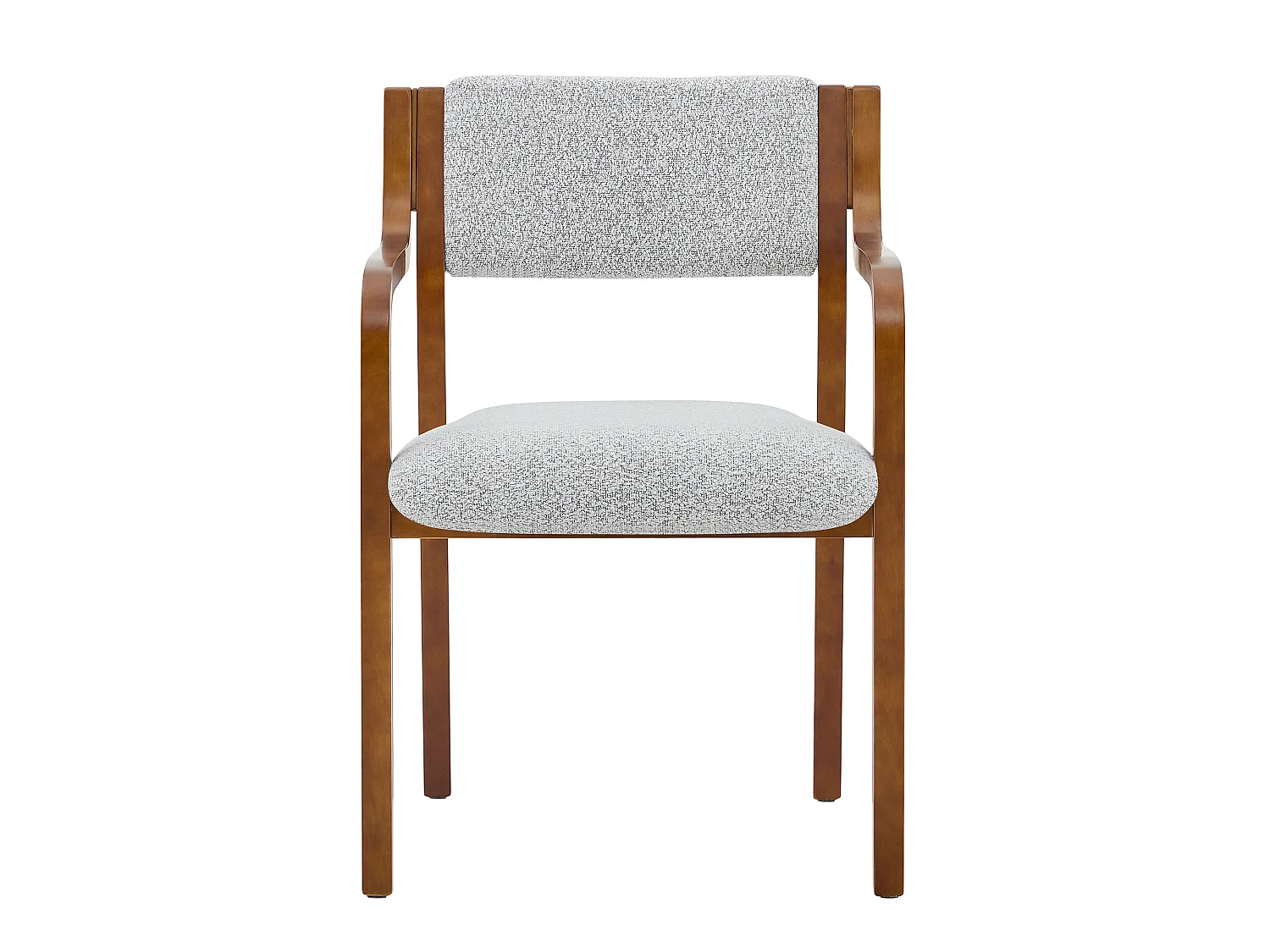 Juego de 2 sillas de comedor con reposabrazos, de madera curvada, tapizado «Teddy Bear», estilo escandinavo, gris