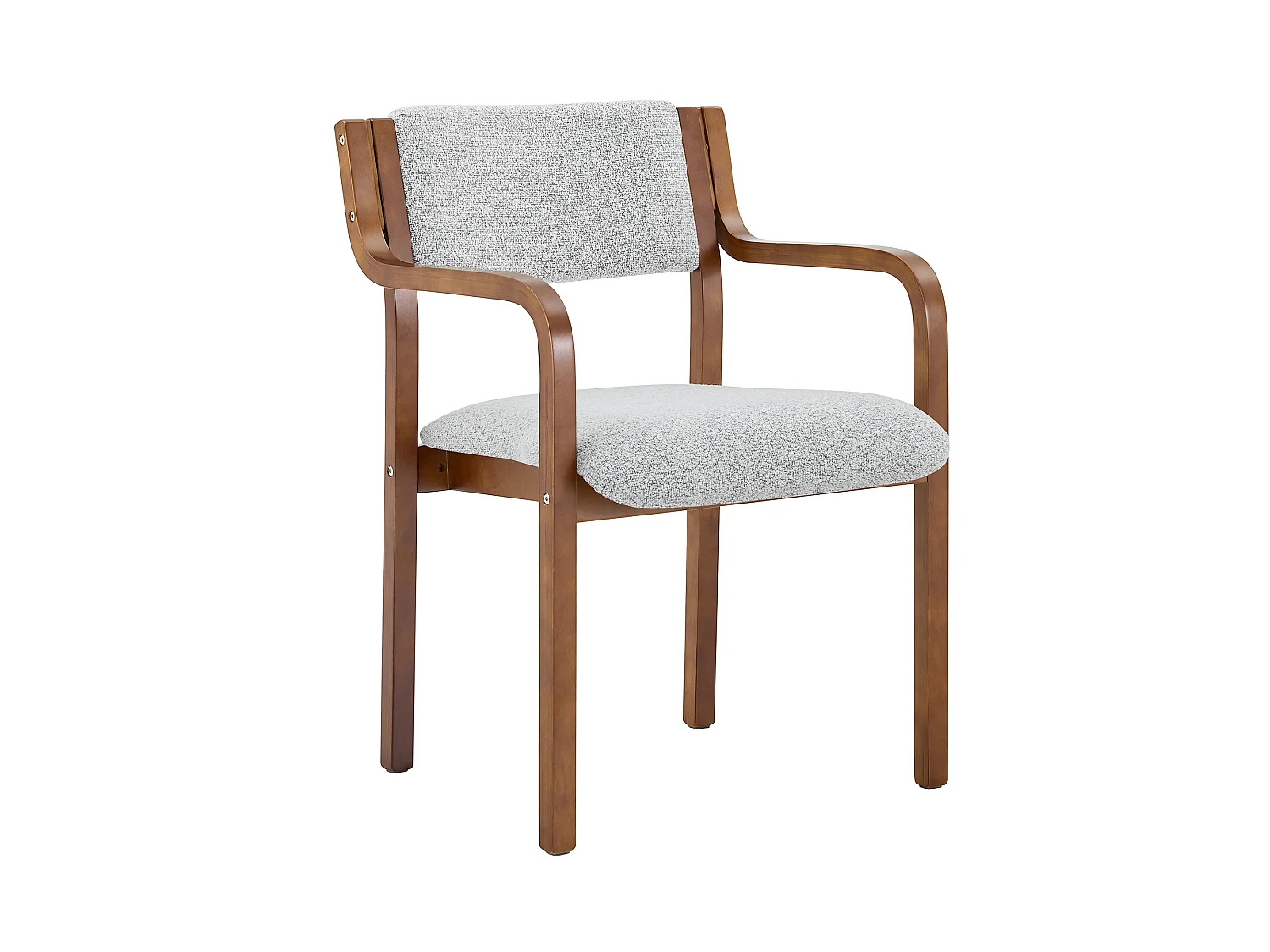 Juego de 2 sillas de comedor con reposabrazos, de madera curvada, tapizado «Teddy Bear», estilo escandinavo, gris