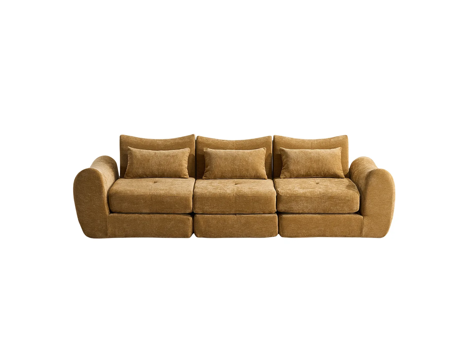 Canapé 3 places en tissu chenille jaune