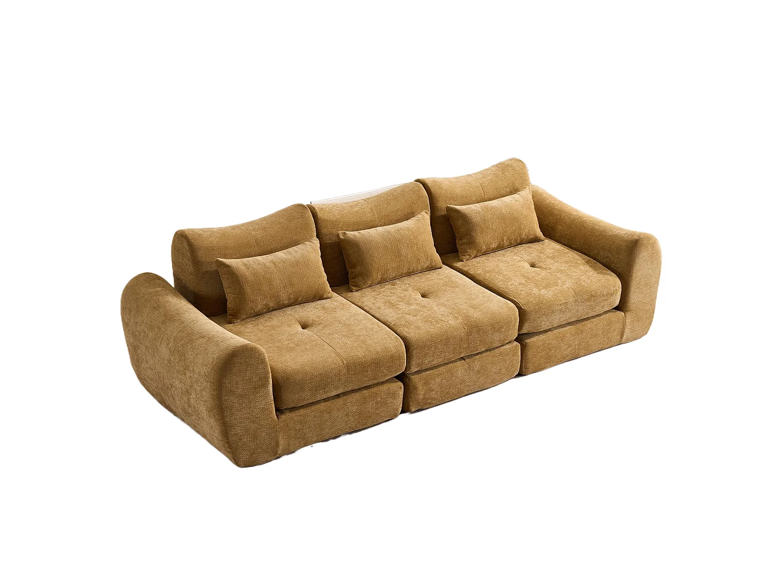 Canapé 3 places en tissu chenille jaune