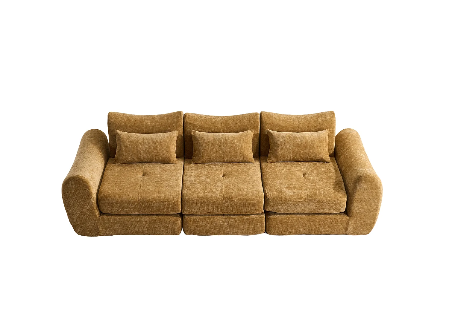 Canapé 3 places en tissu chenille jaune