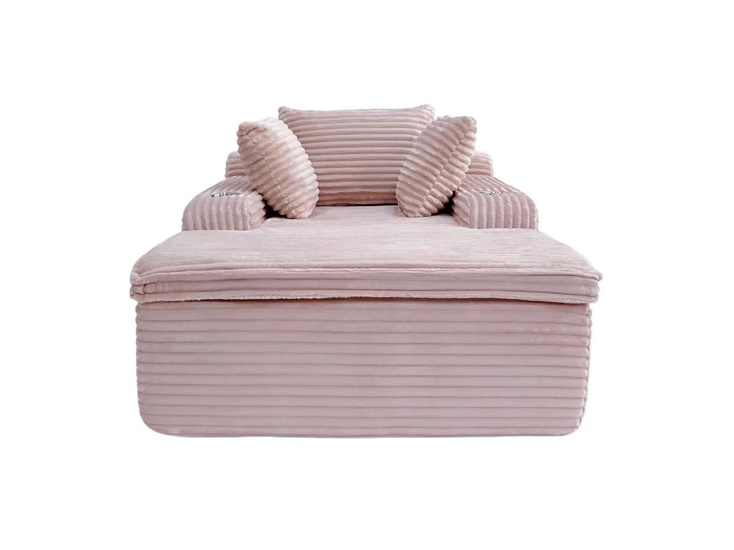 Canapé corduroy – montage facile, 3 coussins + porte-gobelets, coussin 2en1 couverture,rose